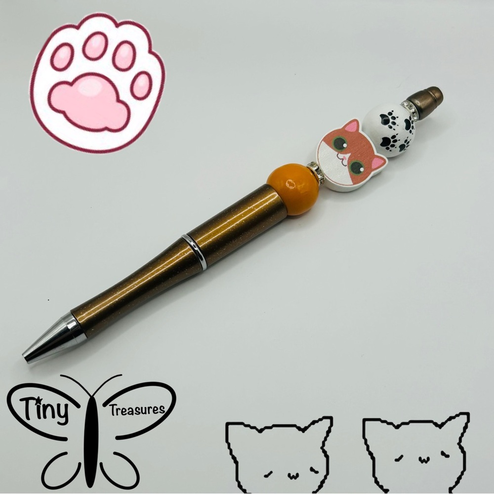 🐈Beaded Ginger Cat Pen🐈